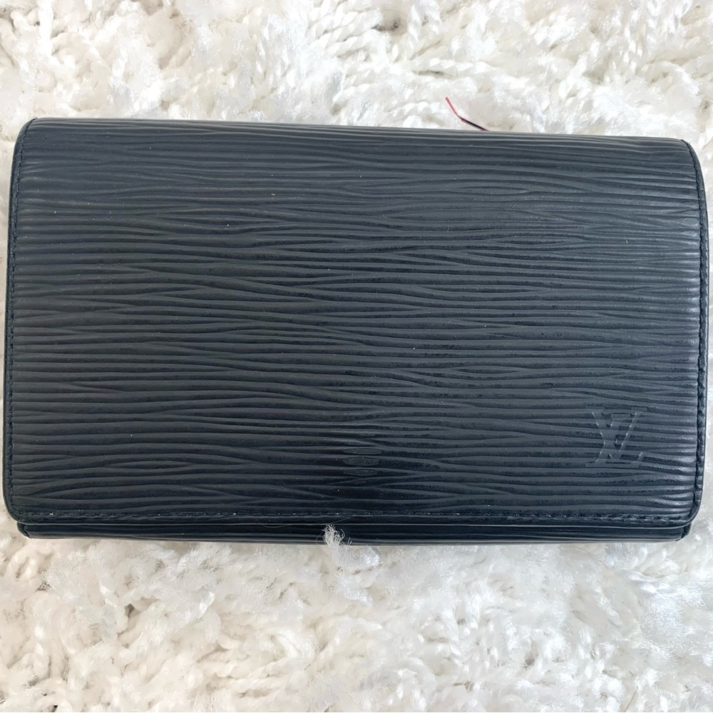 Louis Vuitton Black Epi Leather Wallet w/Gold Hardware